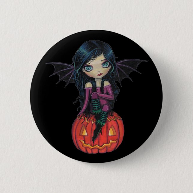 Halloween-knapp med söt vampyr och pumpa knapp (Framsida)