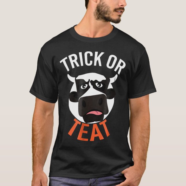 Halloween Ko  Bus eller Bröst Djur T Shirt (Framsida)