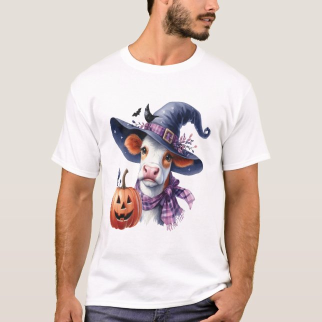 Halloween-ko med höst t shirt (Framsida)