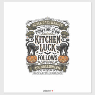Halloween kock T-shirt Vintage svart katt pumpa Ki Klistermärken