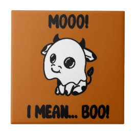 Halloween koe spook tegeltje kakelplatta