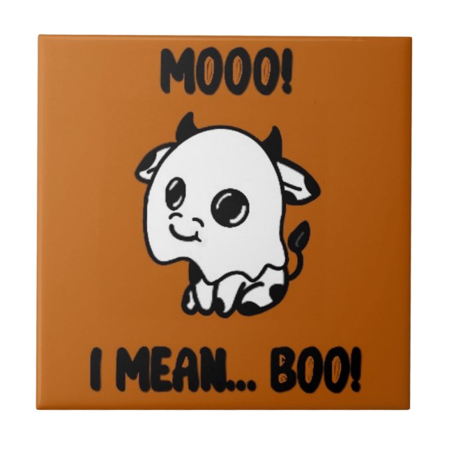 Halloween koe spook tegeltje kakelplatta (Framsidan)