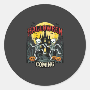 Halloween Kommande Dansande Skelett Sankten Pumpa Runt Klistermärke