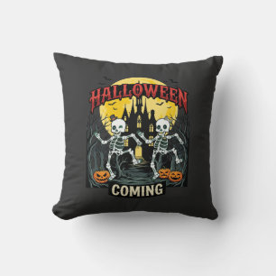 Halloween Kommande Dansande Skelett Slott Pumpa Kudde
