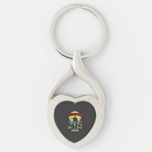 Halloween Kommande Dansande Skelett Slott Pumpa Twisted Heart Silverfärgad Nyckelring
