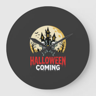 Halloween Kommande Dansande Skelett Spökande Slott Stor Klocka