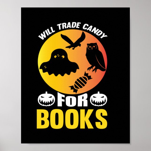 Halloween kommer att handla med godis för Bokar fö Poster (Framsidan)