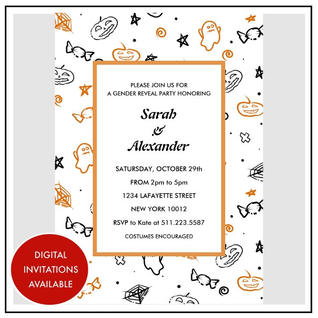 Halloween könsbestämmande inbjudningar Oktober and (Halloween-gender-reveal-invitations-October-Ghosts-1)