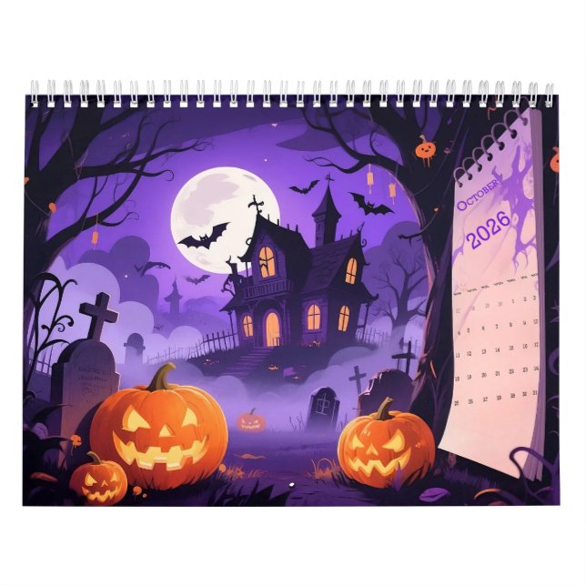 Halloween-konst i tecknad stil kalender (Omslag)