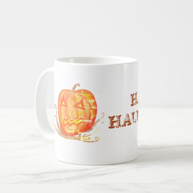Halloween-konst Pumpa Anpassad Mugg (Framsida vänster)