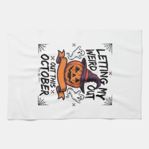 Halloween Konstig Tröja Med Pumpa Spöken_1 Kökshandduk