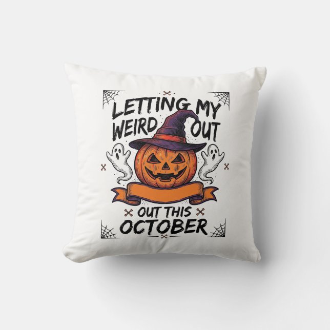 Halloween Konstig Tröja Med Pumpa Spöken_1 Kudde (Framsida)