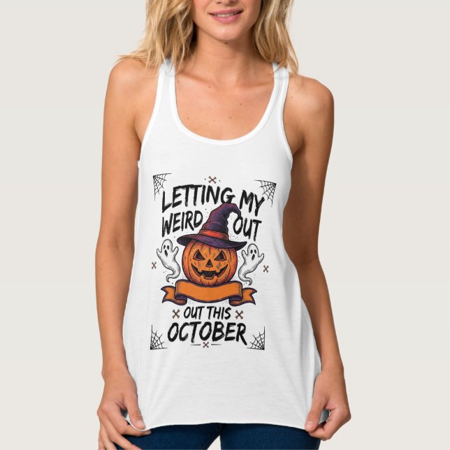 Halloween Konstig Tröja Med Pumpa Spöken_1 Linne Med Racerback (Framsida)