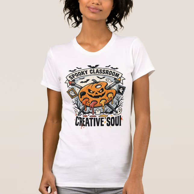 Halloween Konstlärare Spöklik klassrum T Shirt (Framsida)