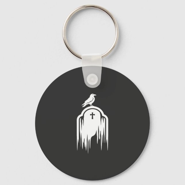 Halloween Korp Gravsten Silhuett Design Nyckelring (Framsida)