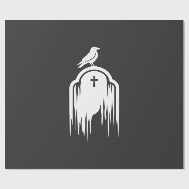 Halloween Korp Gravsten Silhuett Design Presentpapper (Platt)