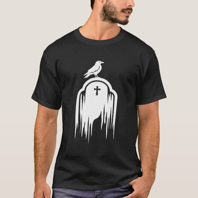 Halloween Korp Gravsten Silhuett Design T Shirt (Framsida)