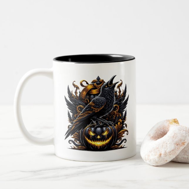 Halloween-korp kaffemugg (Med munk)