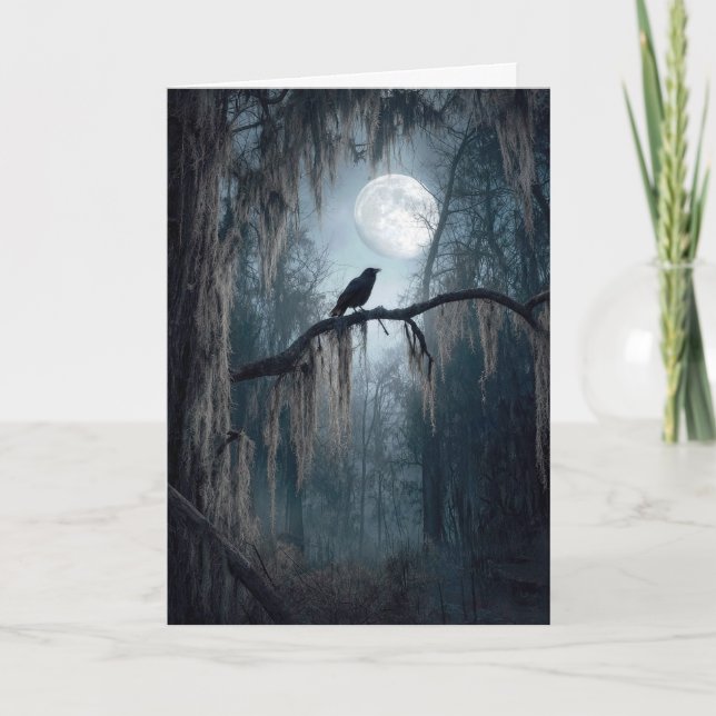 Halloween-korpen i en kuslig skog kort (Framsida)