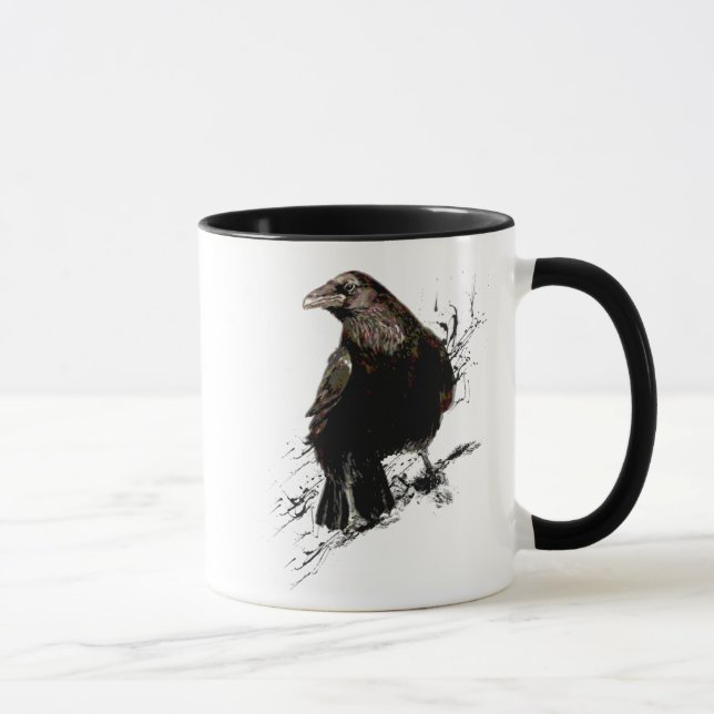 Halloween, Korpen, Svart Fågel Goth Mugg (Höger)