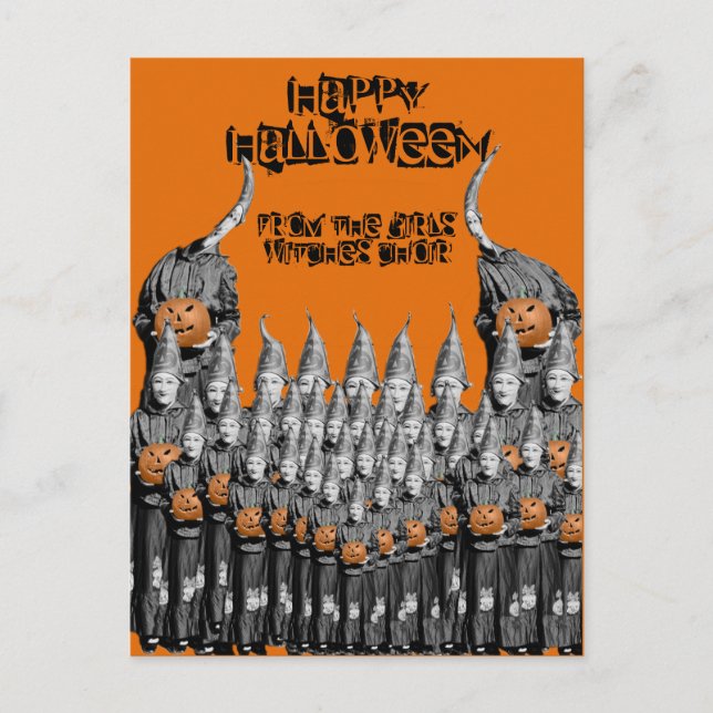 HALLoween KORT FLICKOR HÄXKÖR 1930-TAL FOTO (Framsida)