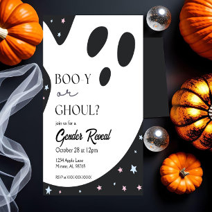 Halloween-kort för könsbestämning av bebis inbjudningar