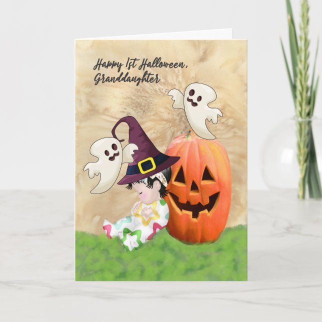 Halloween-kort för mordotter med Baby, Spöken Kort (Framsida)