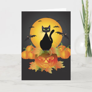 Halloween-kort för svart katt kort