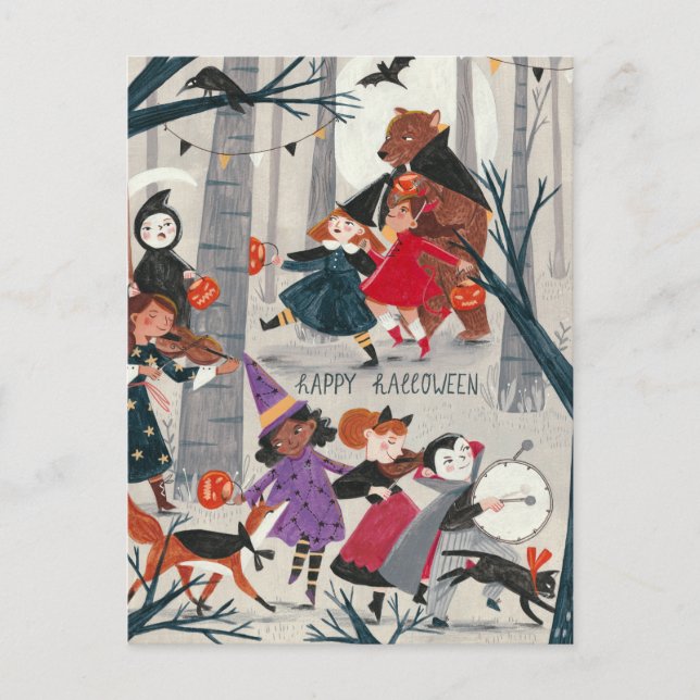 Halloween-kort för svart och röd parad vykort (Framsida)