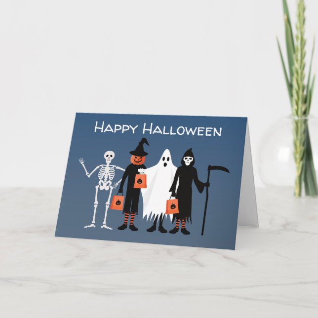 Halloween-kort för trick or treaters kort (Framsida)