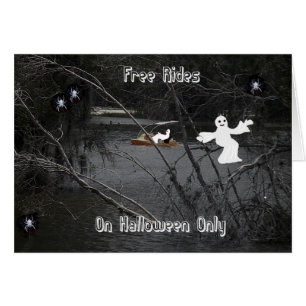 Halloween-kort, gratisrider på Spooky Sjö Hälsningskort