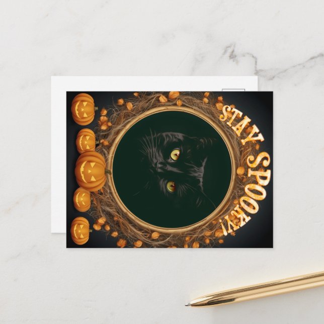 Halloween-kort. Håll dig skräckig! Vykort (Fram/Back In Situ)