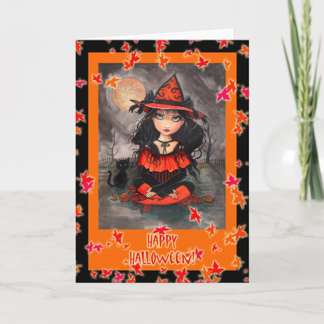 Halloween-kort  Häxkatten av Molly Harrison Kort (Framsida)