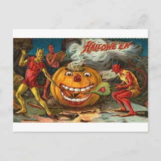 Halloween-kort i vintageklassisk stil, klassiska a vykort