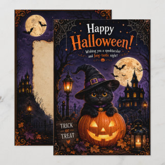 Halloween-kort kattdesign inbjudningar