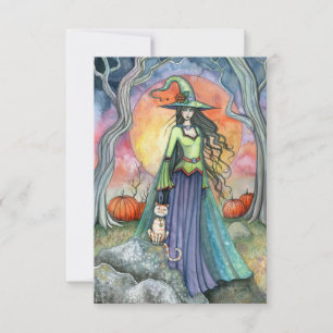 Halloween-kort med Den Belåtna Häxan Kort