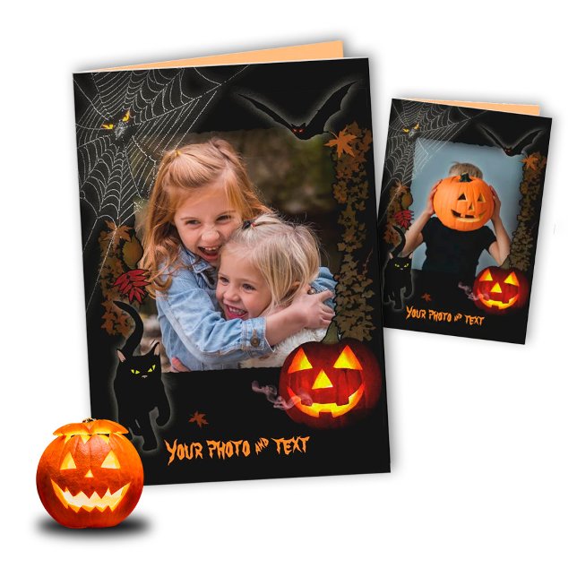 Halloween-kort med ditt foto och din text helgkort (Skapare uppladdad)