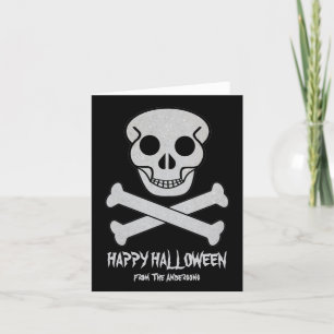 Halloween-kort med dödskalle och ben kort