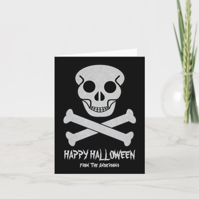 Halloween-kort med dödskalle och ben kort (Framsida)