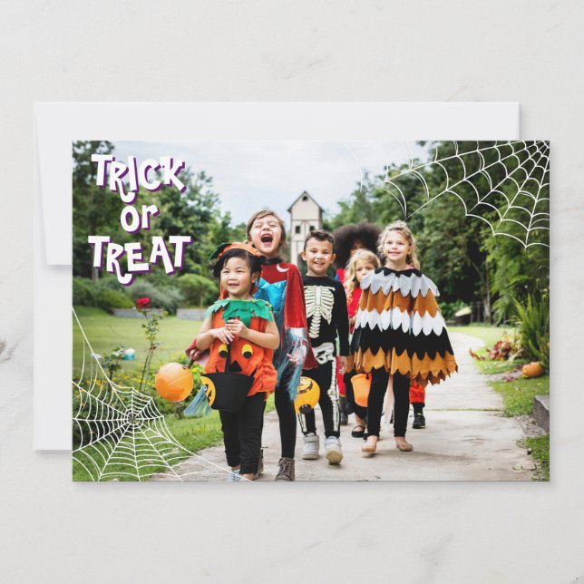 Halloween-kort med foto och text 'Trick Or Treat' Julkort (Framsida)