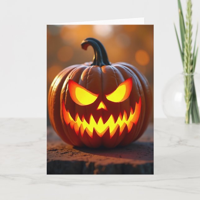 Halloween-kort med glödande blick kort (Framsida)