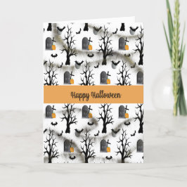 Halloween-kort med Gravestones och Pumpkins Helgkort