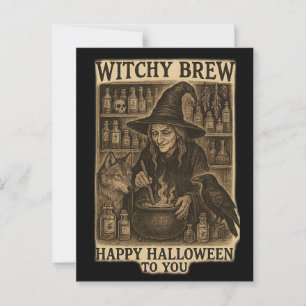 Halloween-kort med häxbrygd vykort