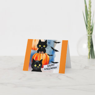 Halloween-kort med katter och fladdermöss kort