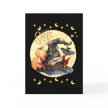 Halloween-kort med magisk häxhatt