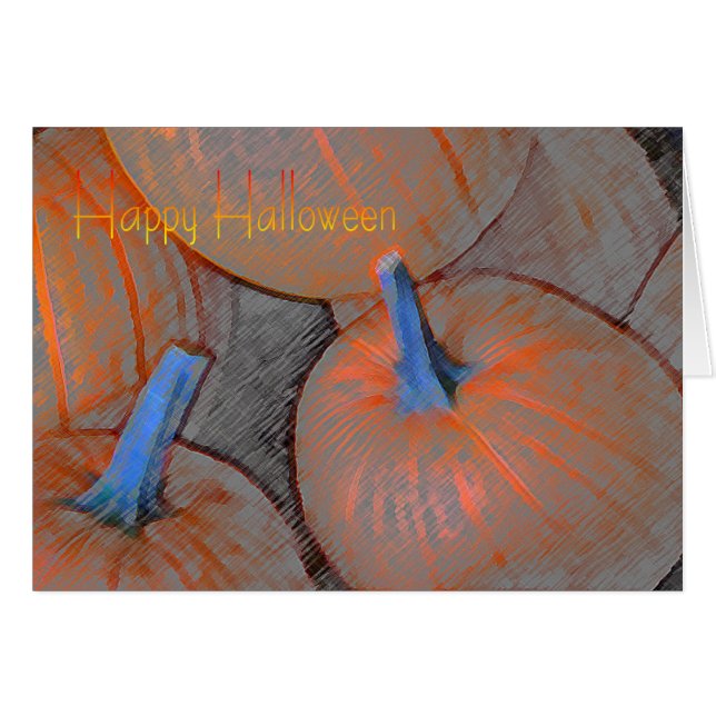 Halloween-kort med pumpor i Färgpenna OBS Kort (Framsidan Horizontal)