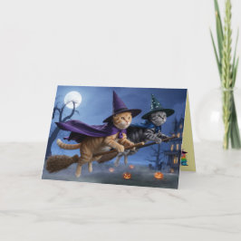 Halloween-kort med randiga häxor helgkort