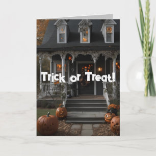 Halloween-kort med rim om 'Trick or Treat' Helgkort