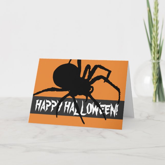 Halloween-kort med siluett av spindel kort (Framsida)