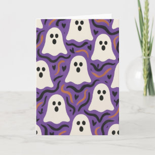 Halloween-kort med spök-mönster och tom inskriptio kort
